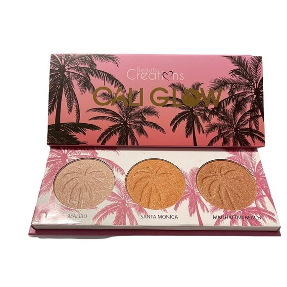 Beauty Creations BNIB 3 Shade Metallic Glowing Highlighter Cali Glow Palette - Picture 2 of 5